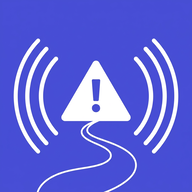Roadbeacon icon: a white road warning triangle on indigo
